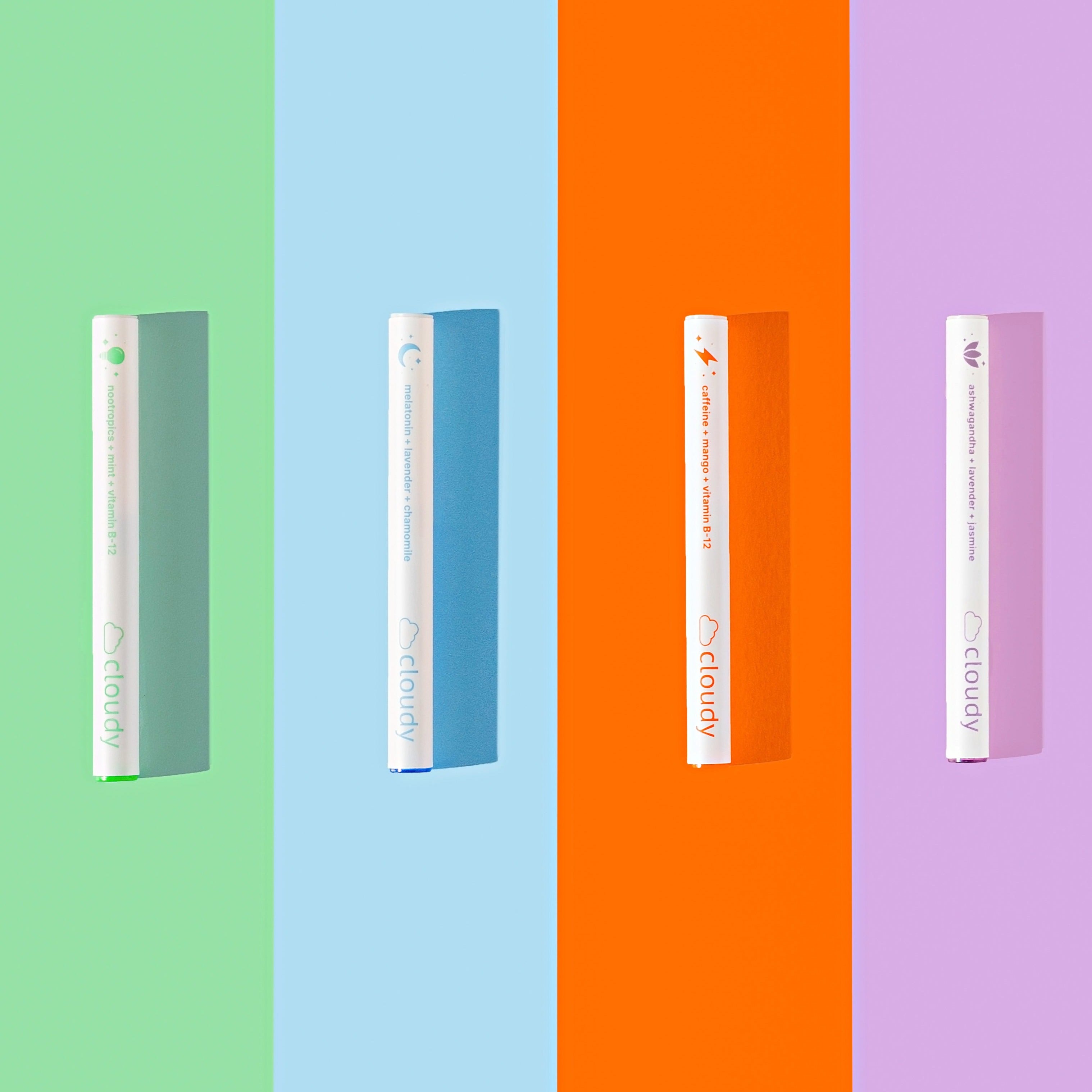 Cloudy Starter Kit with Melatonin, Calm, Focus, and Caffeine aroma diffusers