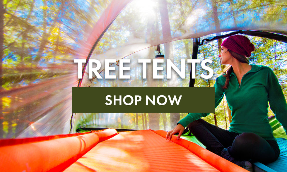 Tentsile tree tents suspended in a forest campsite