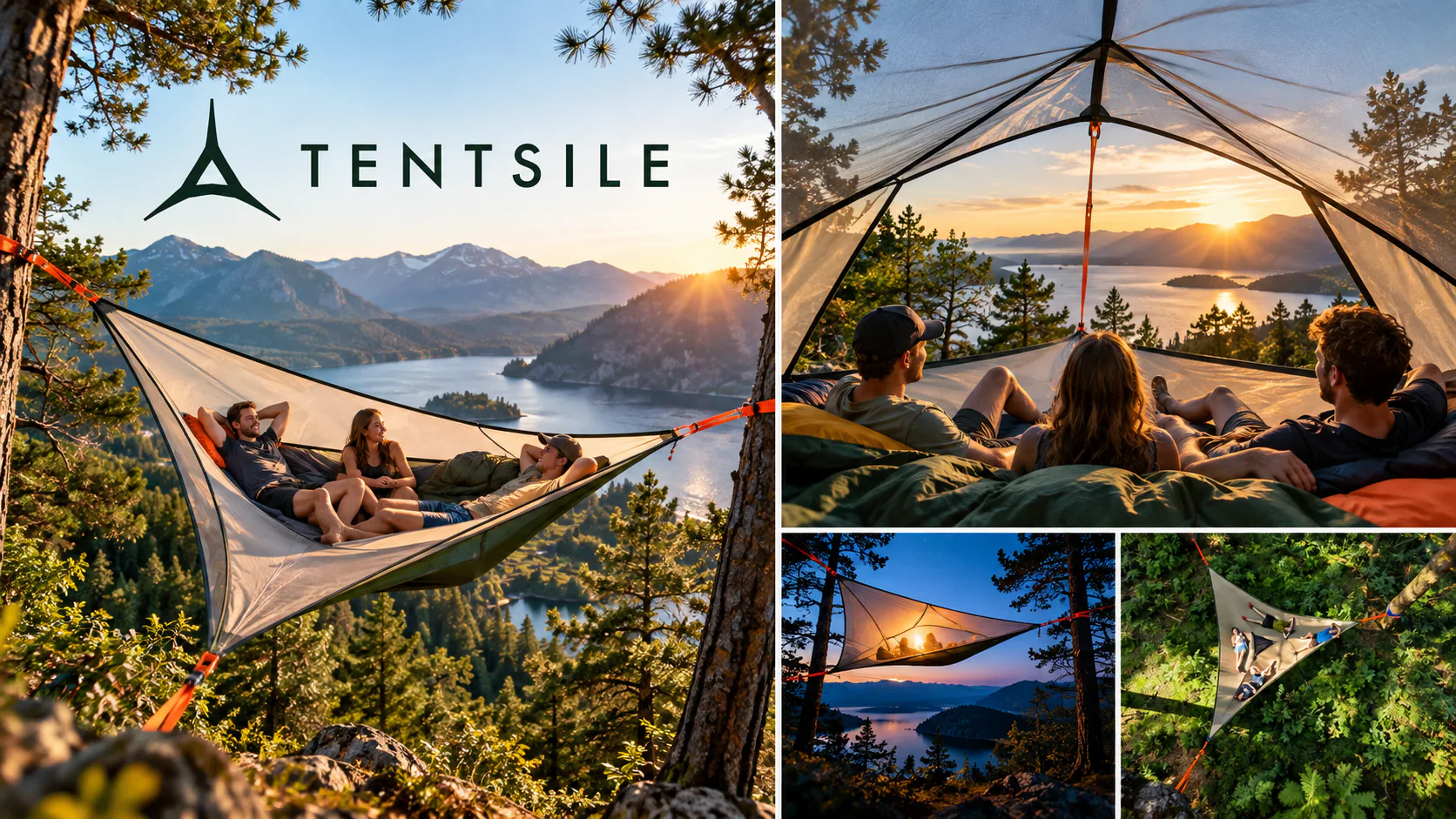 Tentsile suspended camping hammocks among trees