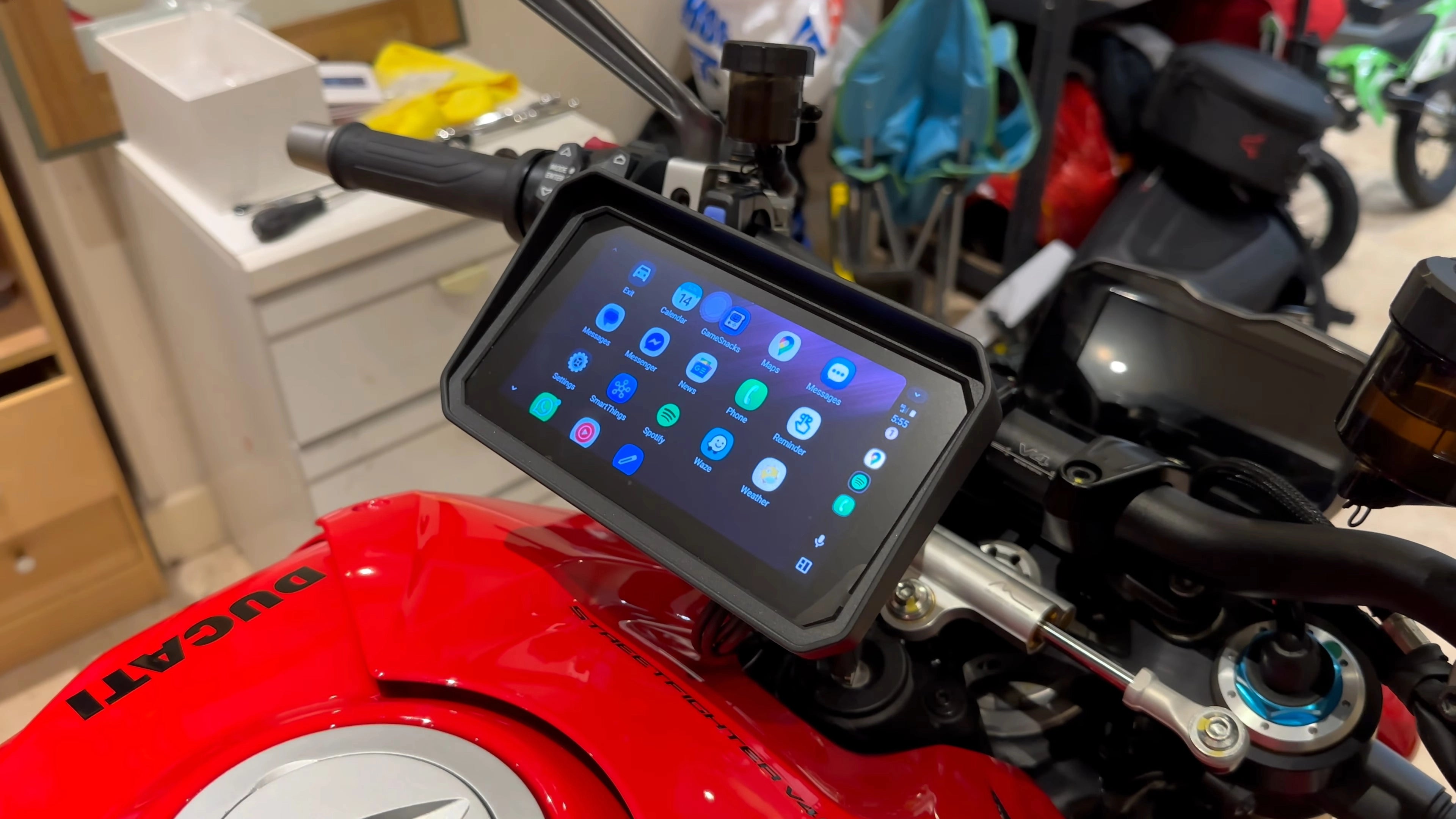 Aoocci motorcycle navigation display installed on a motorcycle